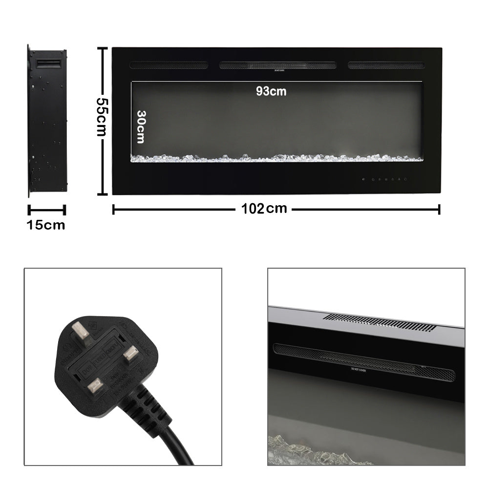 Insert cheminée électrique 101 cm, 900/1800 W, encastrable — Kastelle Argenson — vue 8
