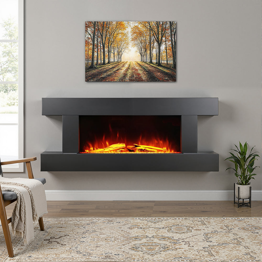 Cheminée électrique murale 132 cm, 1000/2000 W, Wi-Fi — Kastelle Chaumont — vue 1
