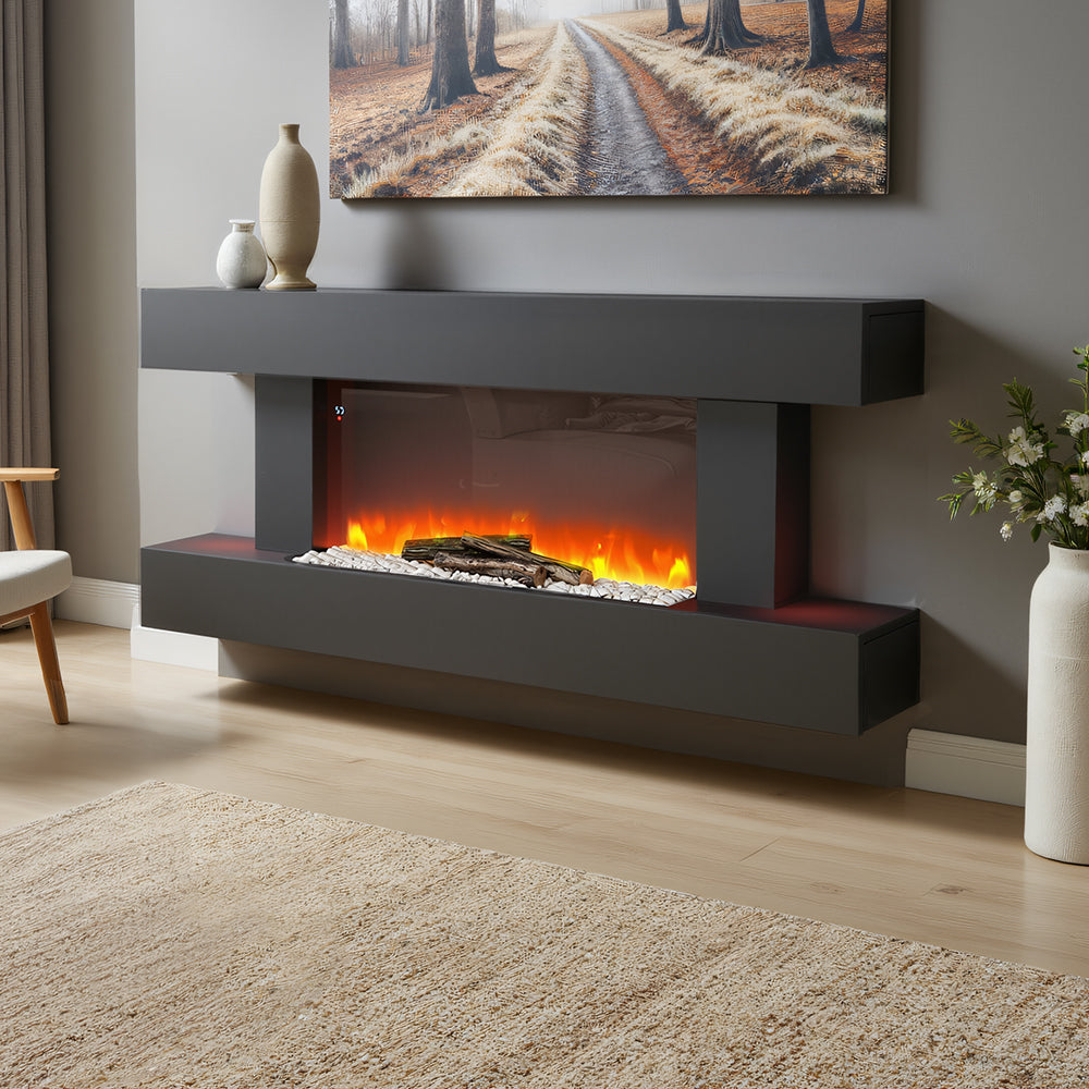 Cheminée électrique murale 132 cm, 1000/2000 W, Wi-Fi — Kastelle Chaumont — vue 3