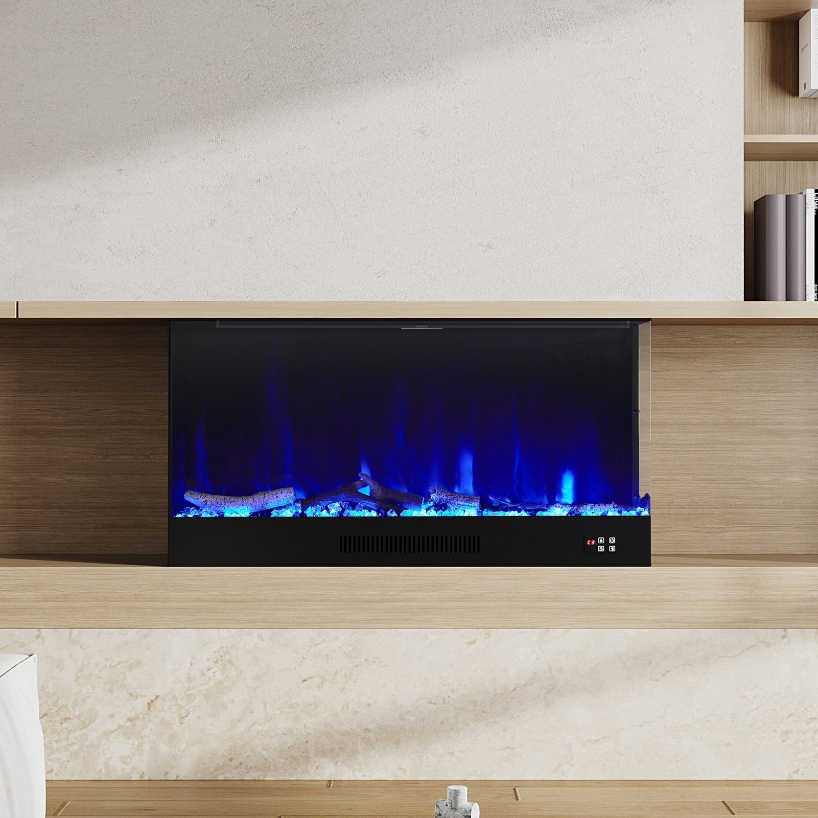 Cheminée électrique encastrable 150 cm, 750/1500 W, Wi-Fi — Kastelle Noirmont — vue 5