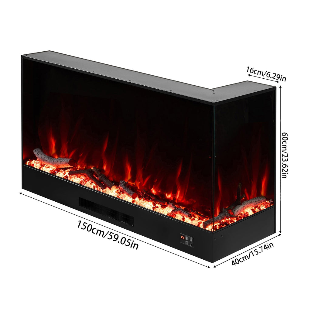 Cheminée électrique encastrable 150 cm, 750/1500 W, Wi-Fi — Kastelle Noirmont — vue 8