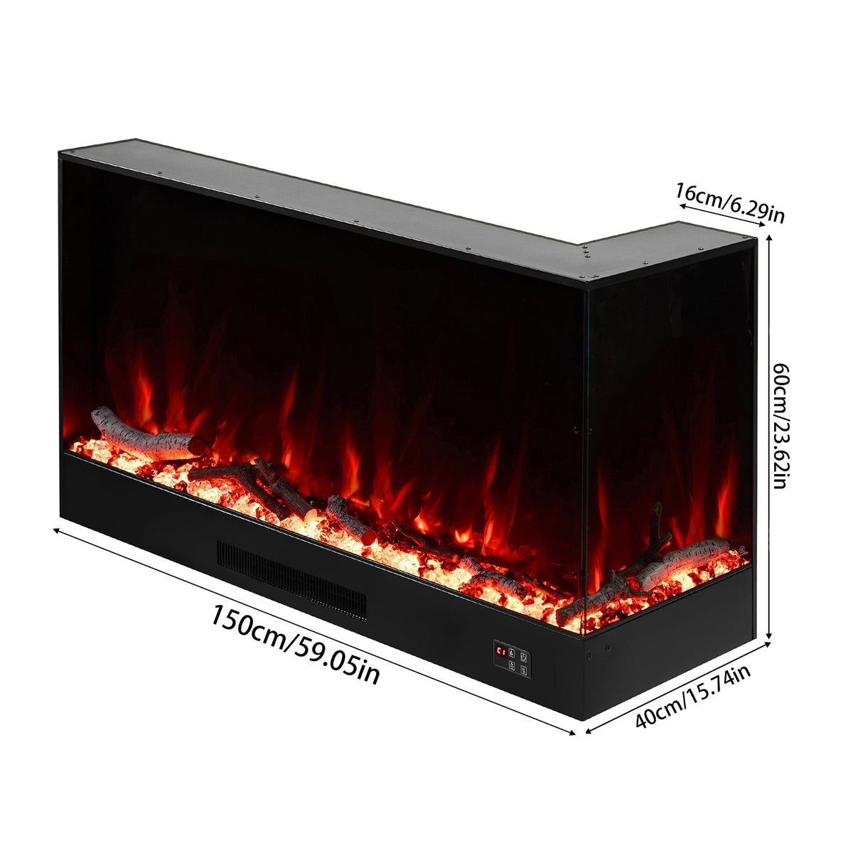 Cheminée électrique encastrable 150 cm, 750/1500 W, Wi-Fi — Kastelle Noirmont — vue 8