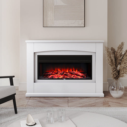 Cheminée électrique avec manteau blanc 122 cm, 900/1800 W — Kastelle Vézelay — vue 1