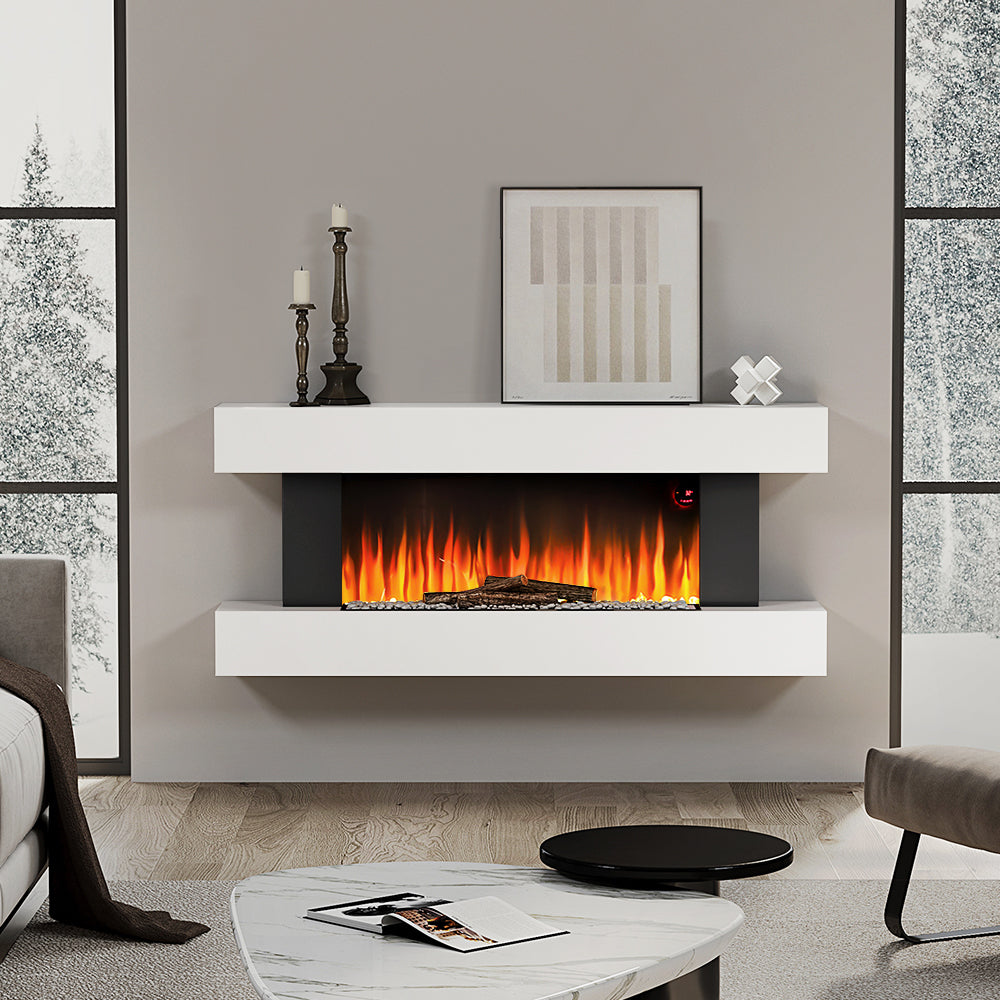 Cheminée électrique avec manteau blanc 132 cm, 1000/2000 W — Kastelle Vendôme — vue 3