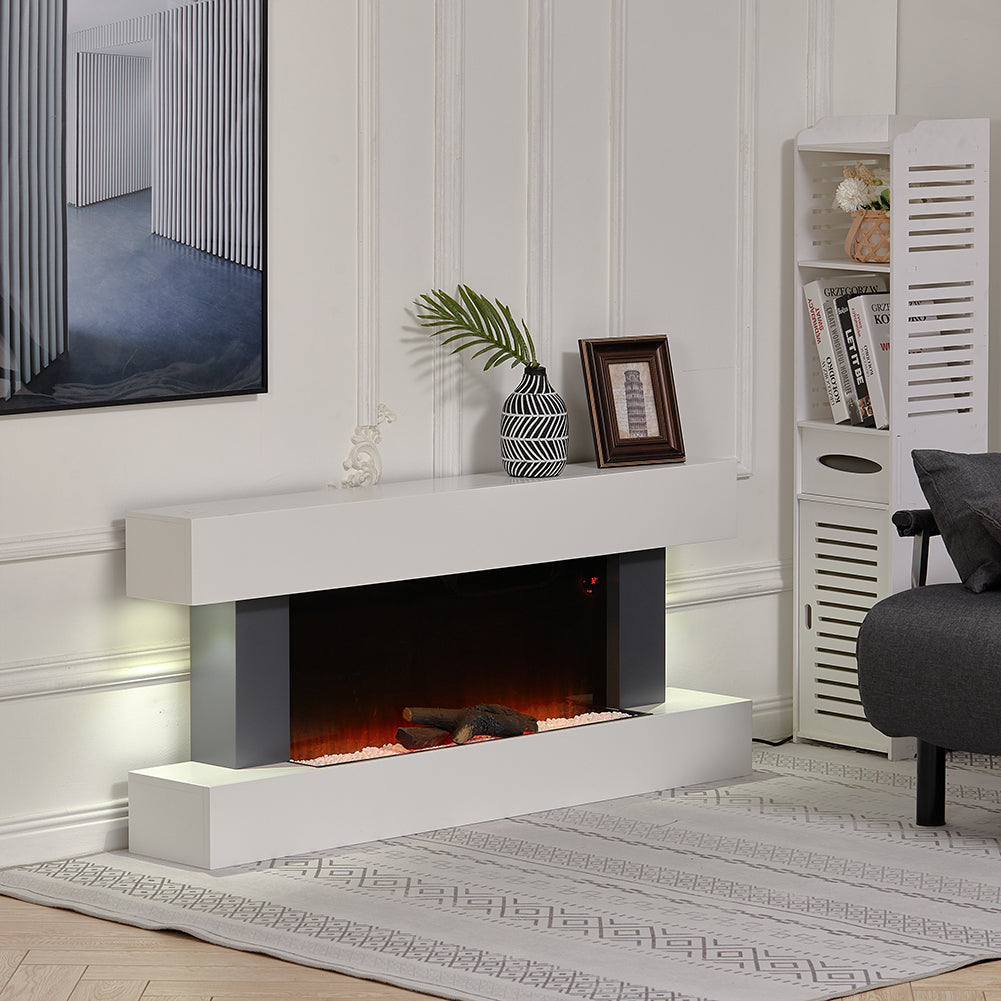 Cheminée électrique avec manteau blanc 132 cm, 1000/2000 W — Kastelle Vendôme — vue 6