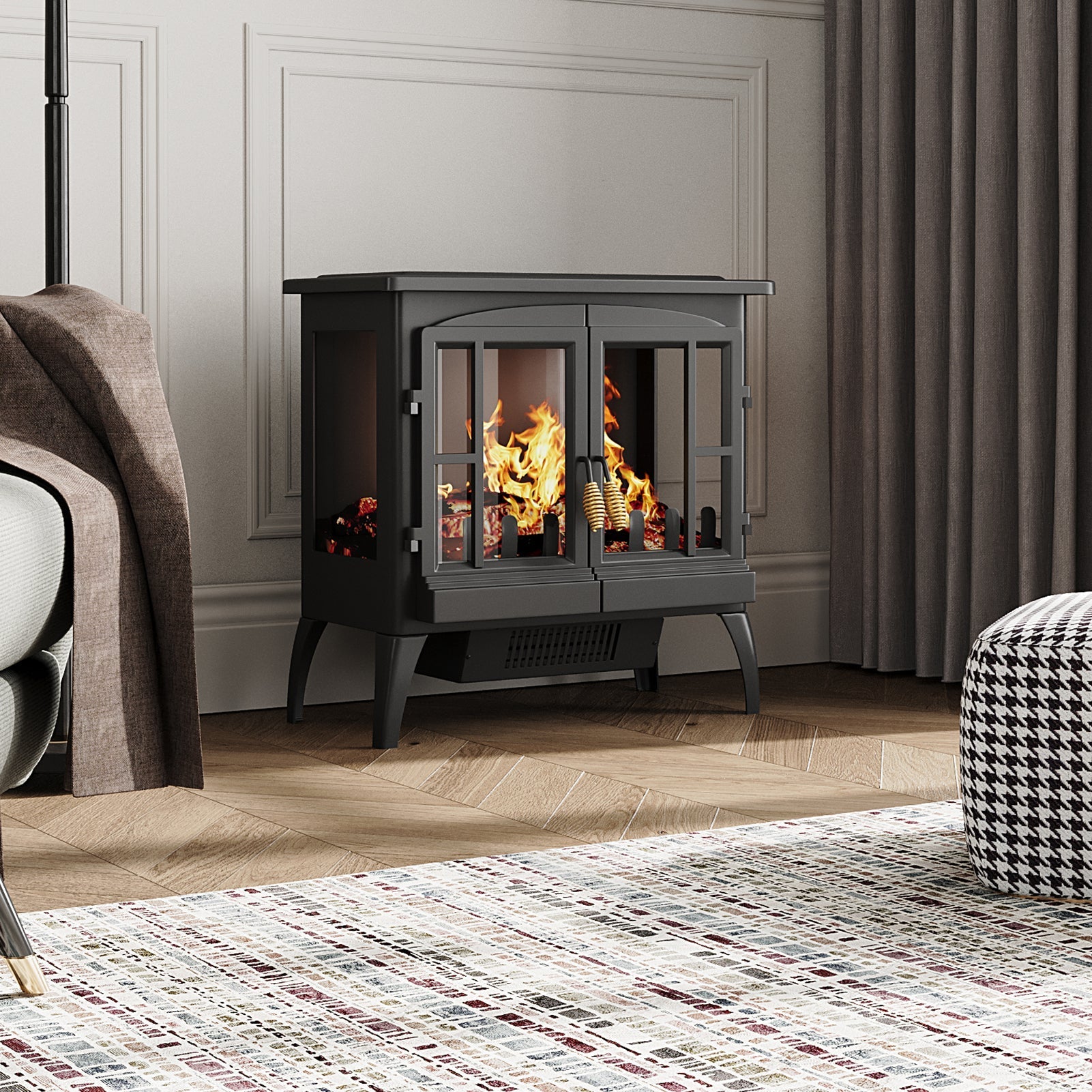 Poêle cheminée électrique sur pied, 1000/2000 W, thermostat — Kastelle Sologne — vue 4