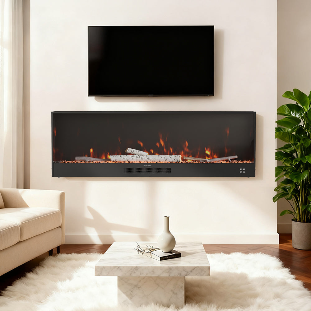 Cheminée électrique encastrable 147 cm, 750/1500 W, application — Kastelle Rivoli — vue 3